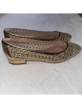 Rockport Gold Metallic Woven Flats Size 11M New without Box